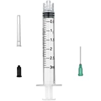 Jeringas de 3 ml con agujas 25 G- de 2-5 cm- que se pueden rellenar- con extremo romo y tapas de almacenamiento (luer…